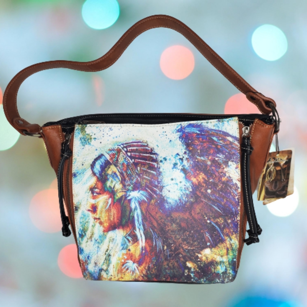 Montana West Aztec Indian Purse Brown Tan Conceal Carry Handbag Hobo